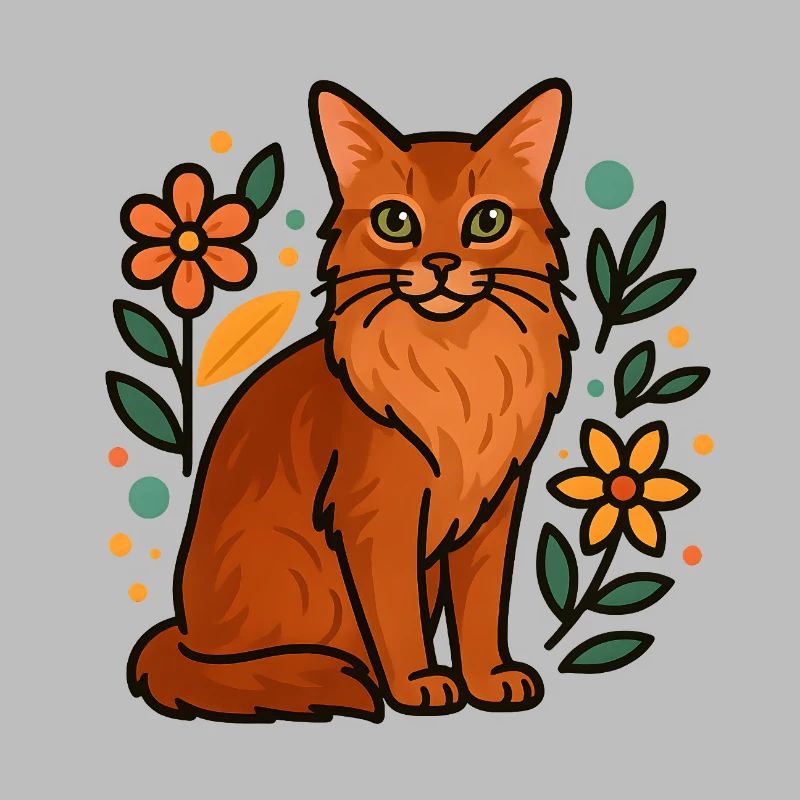 Chat somalien et fleurs