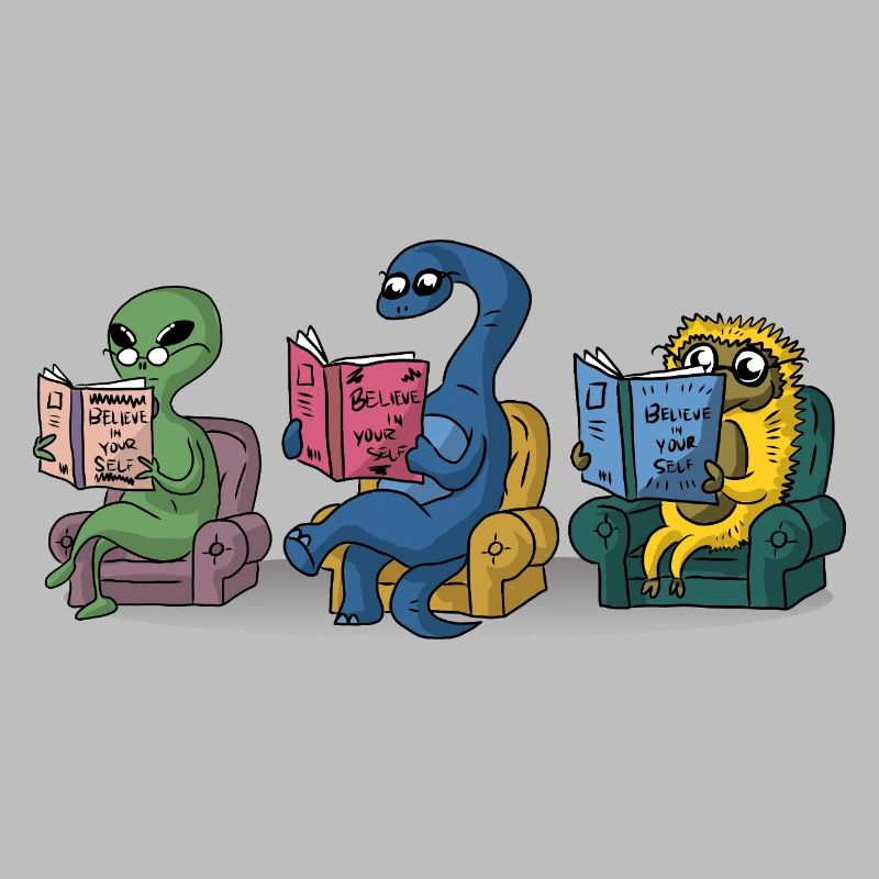 Funny Monsters Reading Self Help Books Bookworm