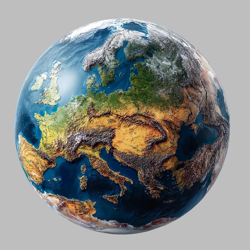 Conception du globe : paysage Europe-Asie