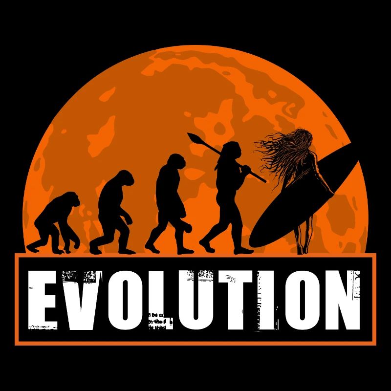 Évolution de la silhouette vintage du coucher de soleil surf