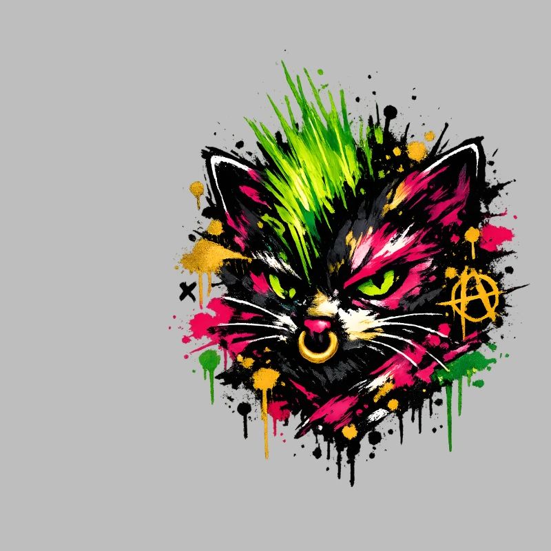 Éclaboussures de graffitis de chat néon