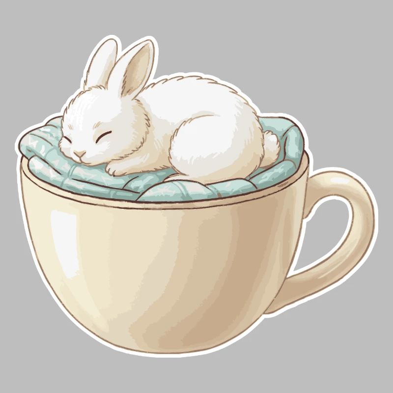 Schlafendes Kaninchen in einer Tasse