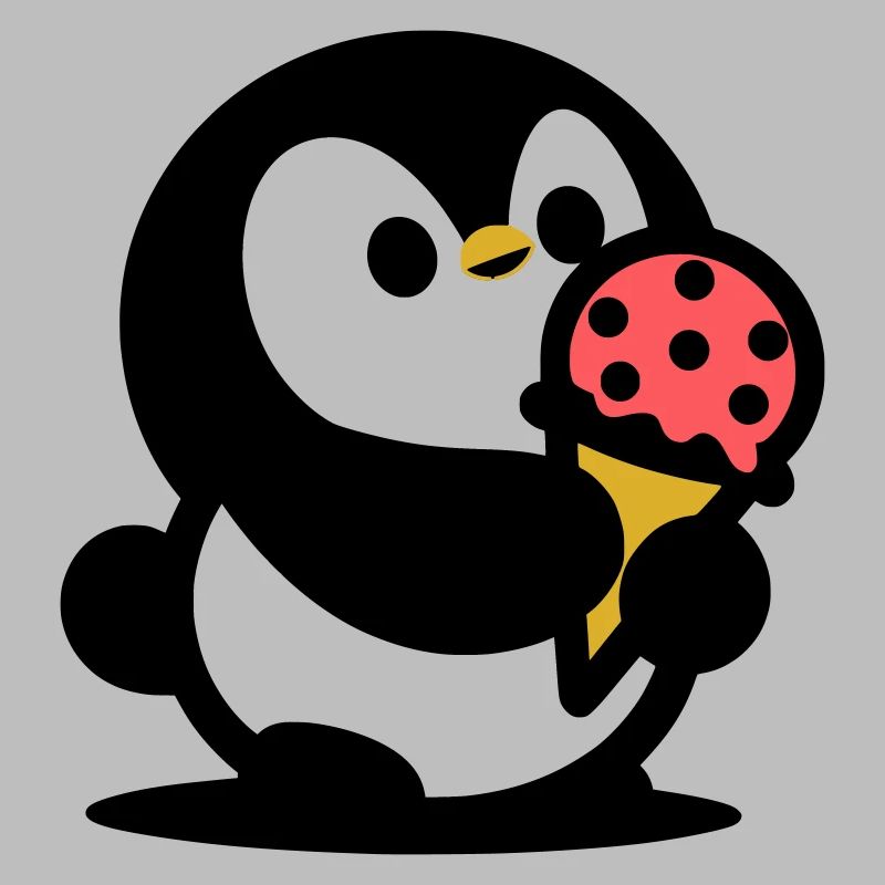 Kleiner Pinguin mit Eis