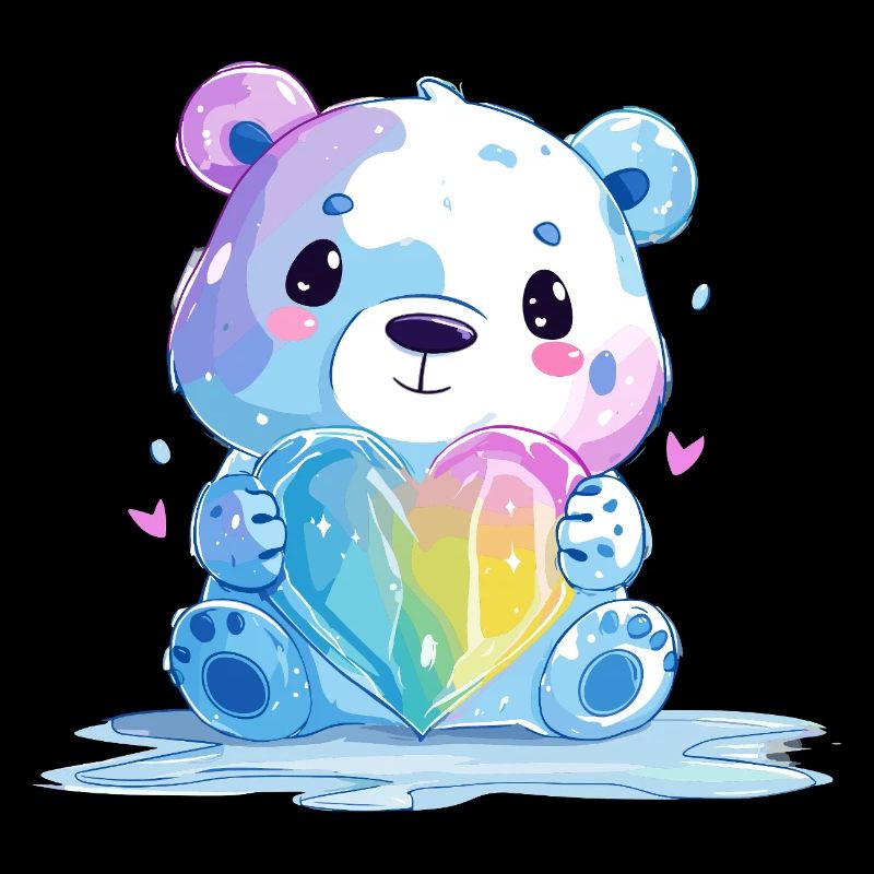 Süßer Eisbär mit Regenbogenherz