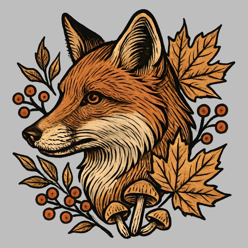 Autumn fox in the leaf circle