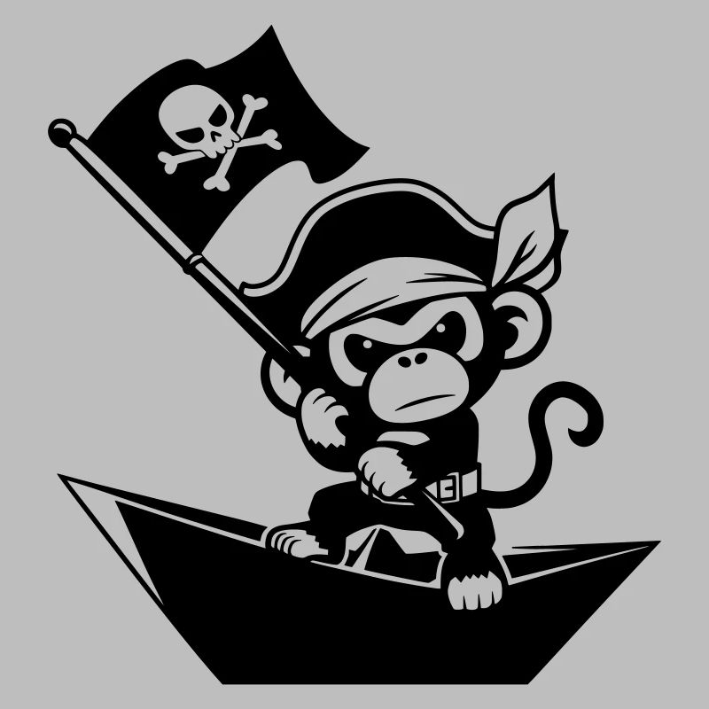 Pirate monkey in paper boat