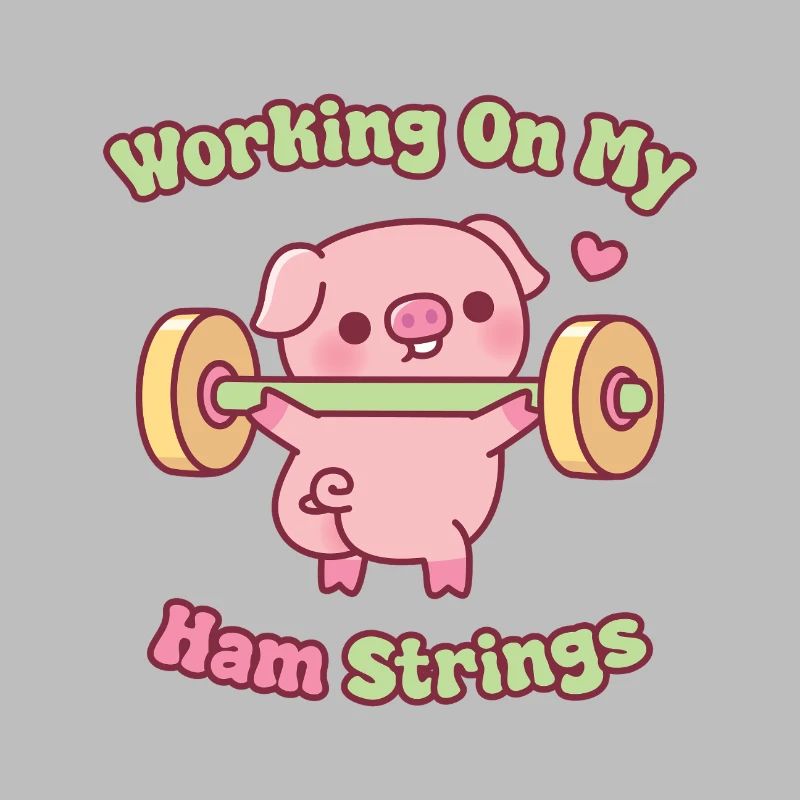 Funny Pig Lifting Weights Working On My Ham String