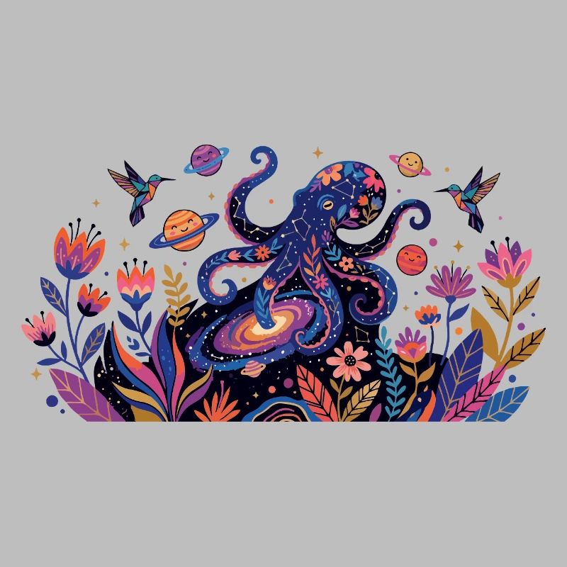 Psychedelic Kraken Bülten Nature Animals Pattern