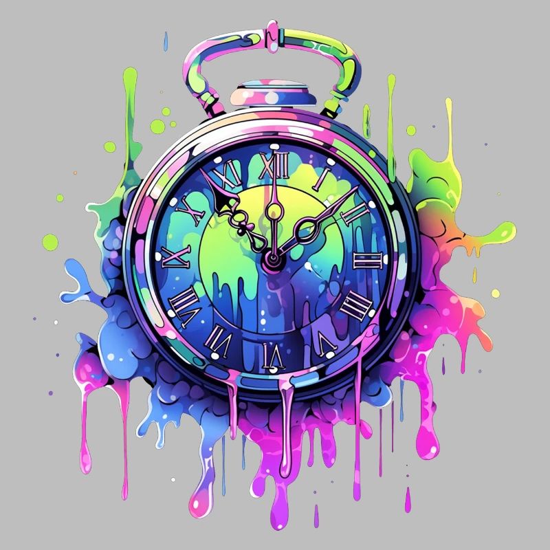 Bunte Uhr mit Farbspritzern