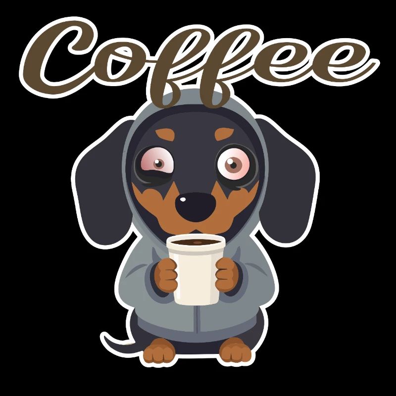 Teckel mignon au café