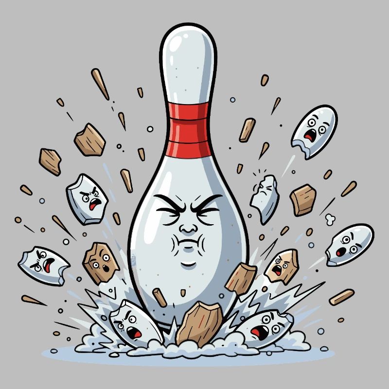 Exploding Bowling Pin Cartoon
