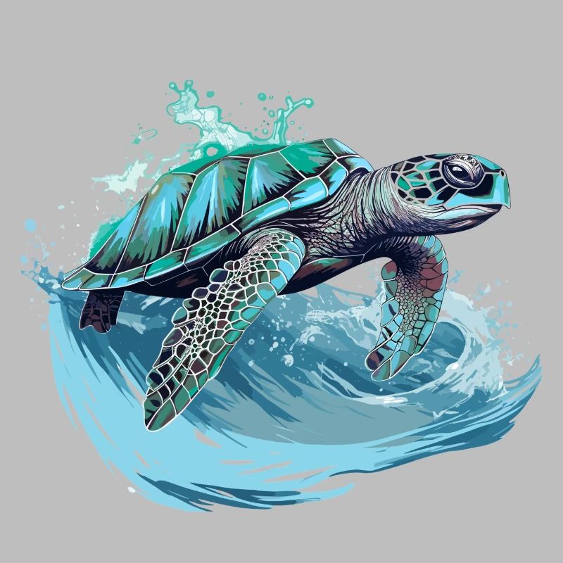 Neon Sea Turtle Wave Dance