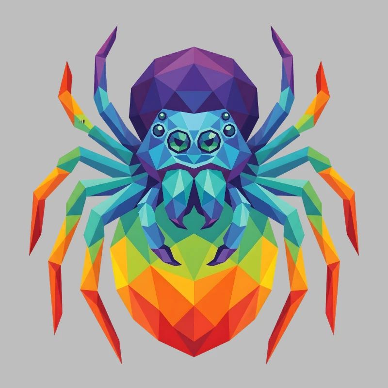Vibrant Geometric Jumping Spider Pop Art