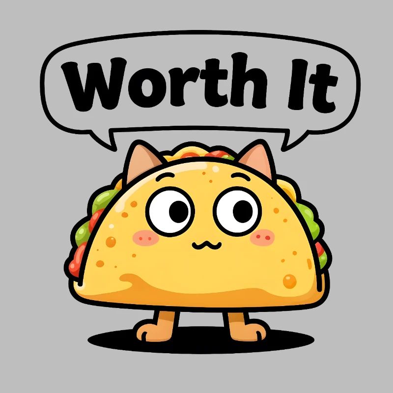 Chat taco expressif – meme “Worth It”
