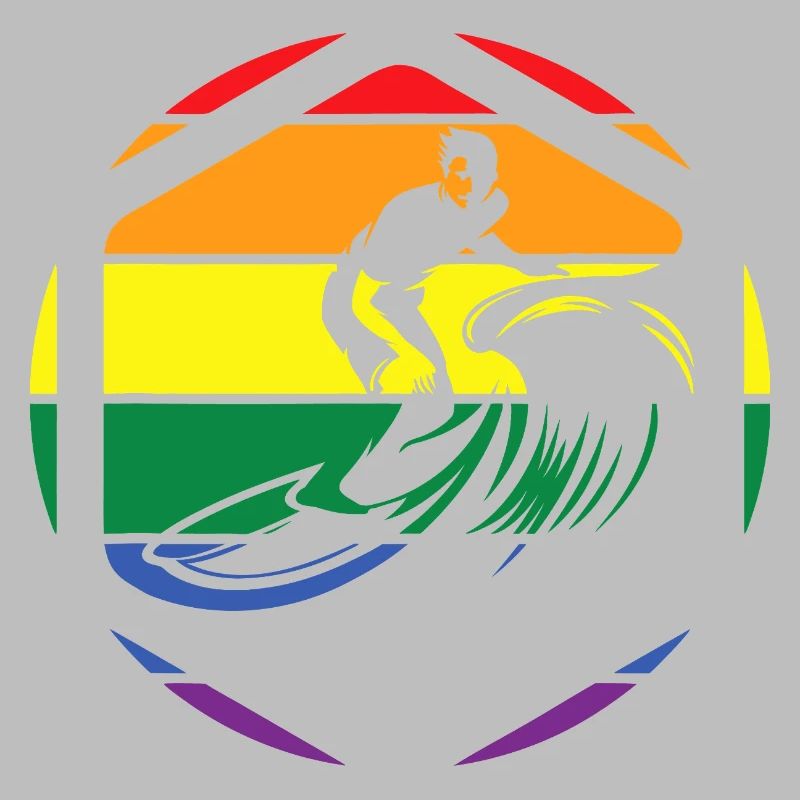 Rainbow Wave Surfer Circle