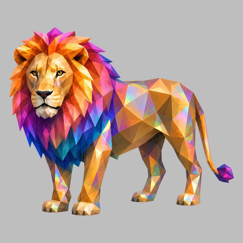 Explosion de couleur de lion polygonal