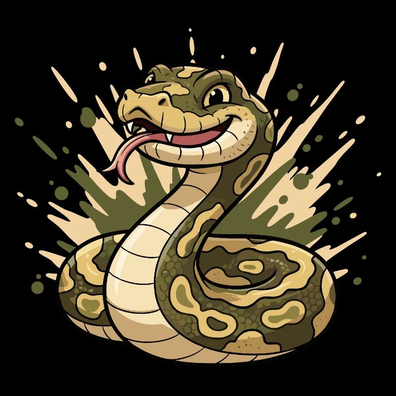 Serpent comique en camouflage avec langue