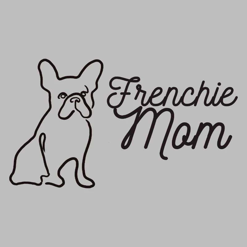 Frenchie Mom Silhouette Script Lineart