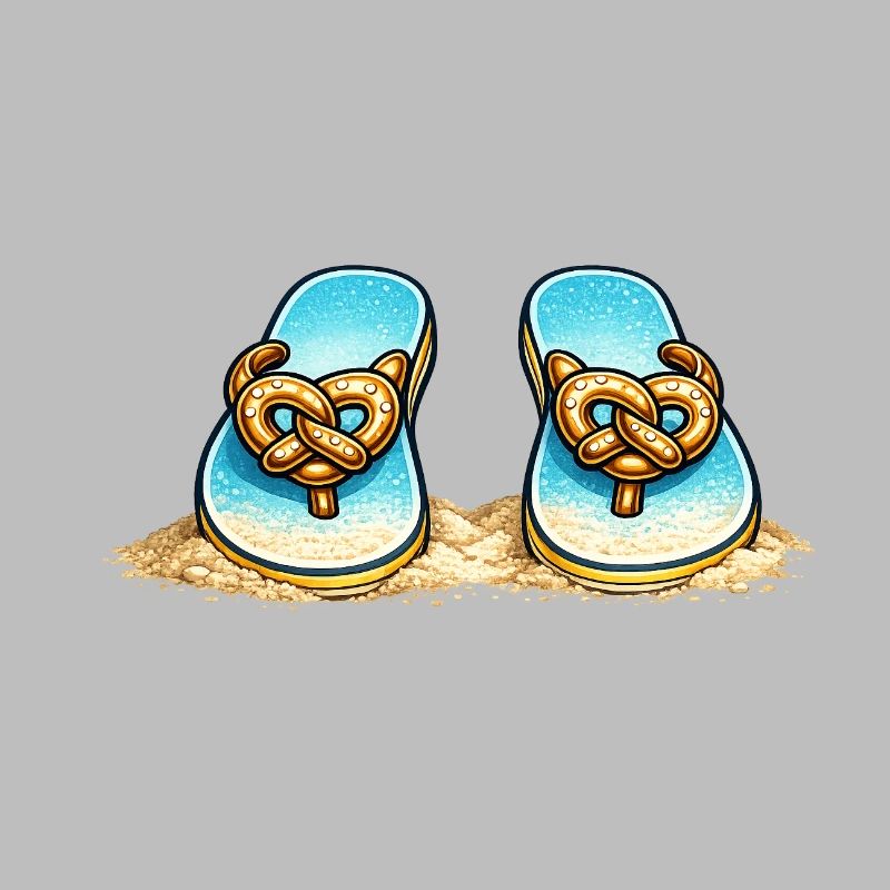 Blue Pretzel Bow Beach Flip-Flops