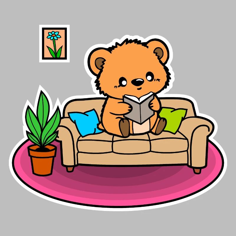 So ein niedlicher kleiner Bär - er liest ein Buch!