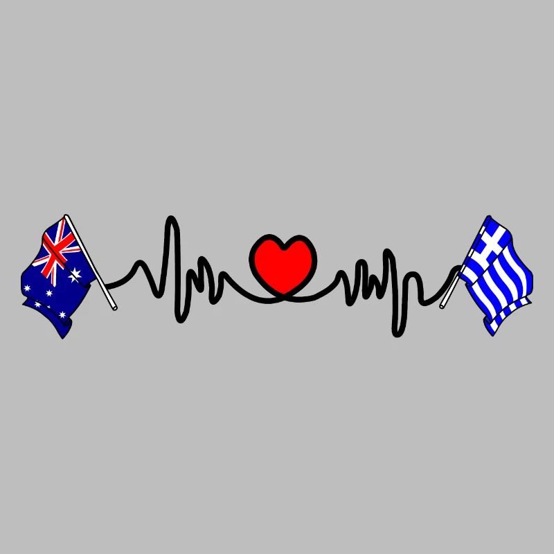 Cardio coeur avec drapeau Australie drapeau Grèce