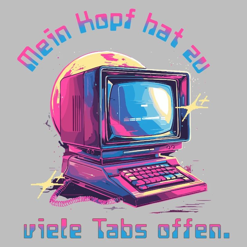 Vintage Computer Neon Tabs Open