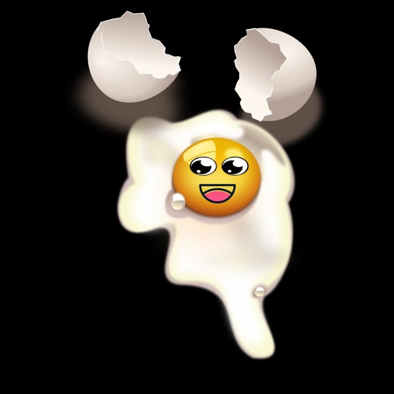 Fried egg with and broken eggshell