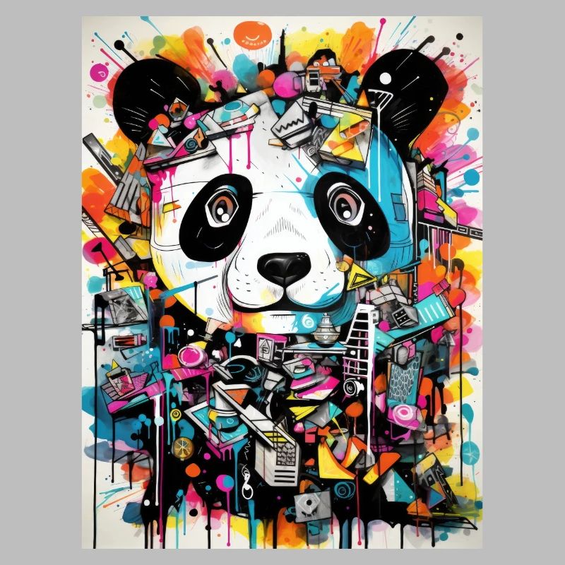 Panda greffiti geometrie