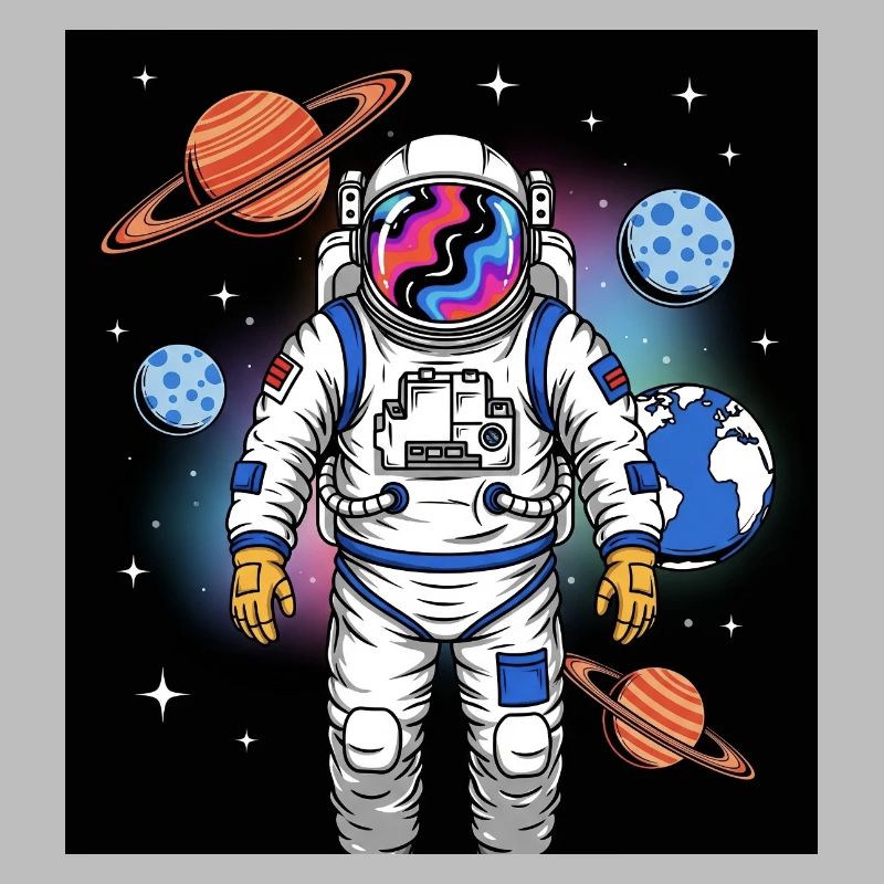 Astronaute de l’espace avec cosmos planétaire
