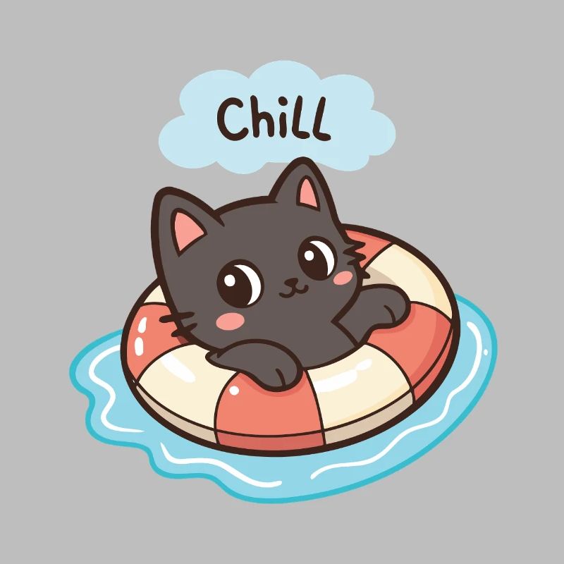 Chat Chill en Bouée