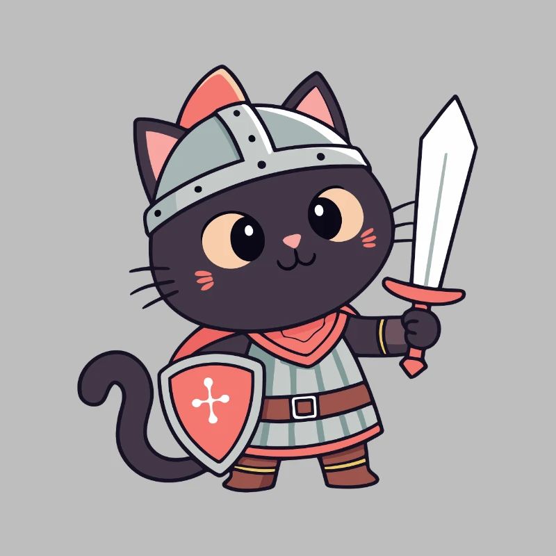 Chat Chevalier: épée et écu mignon