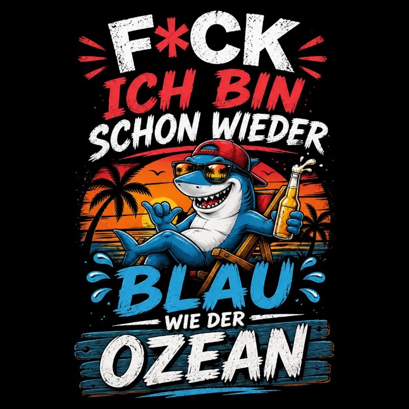 Requin drôle sur la plage : bleu comme l’océan