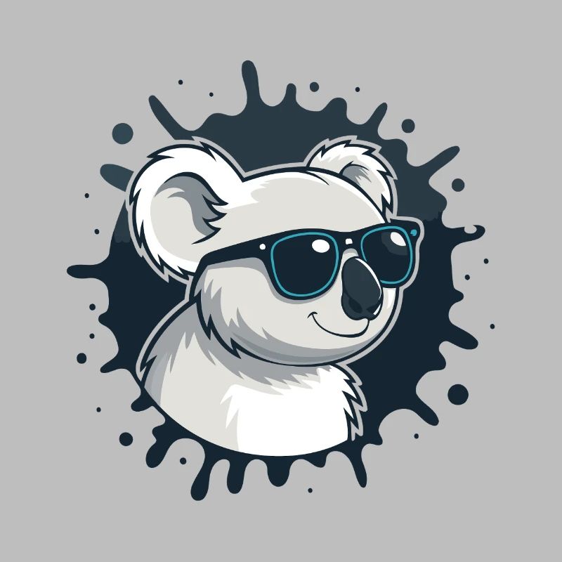 Koala-Chic-Brille auf blauem Splash