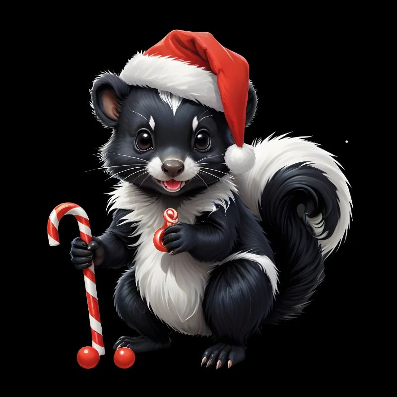 Moufette de Noël sucrée avec canne