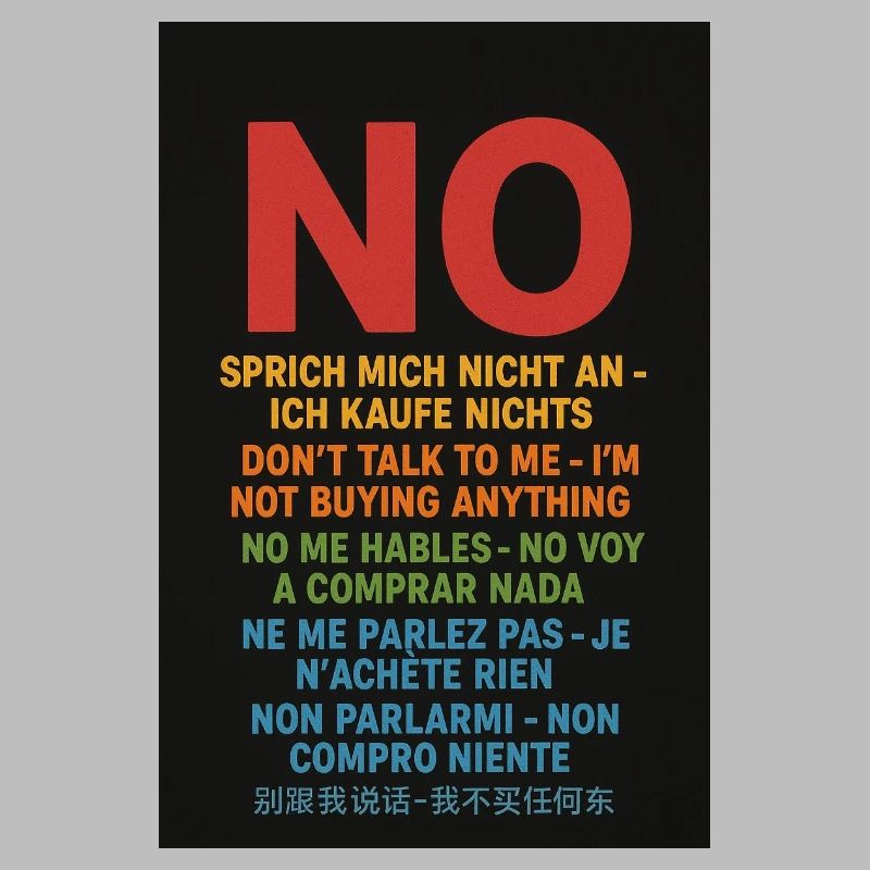 Pas de mot, pas d’achat – Protestation multilingue