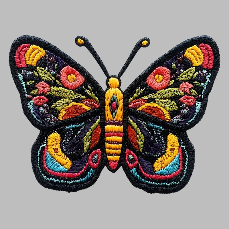 Bunter Schmetterling im Stickerei-Stil – Boho Patc