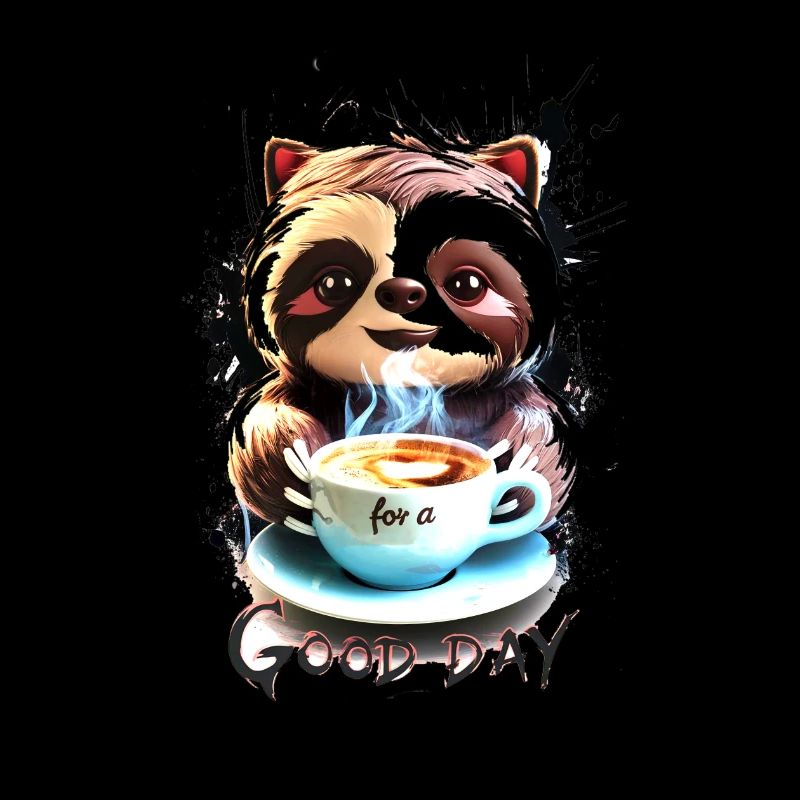 Faultier Gemütlichkeit mit Kaffee