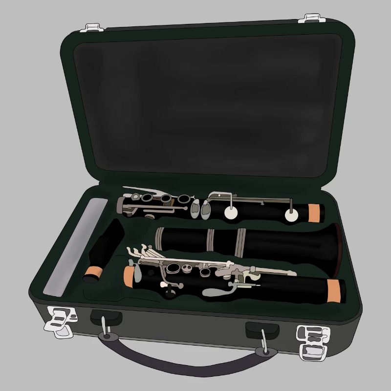 Clarinet Disassembled Inside a Suitcase