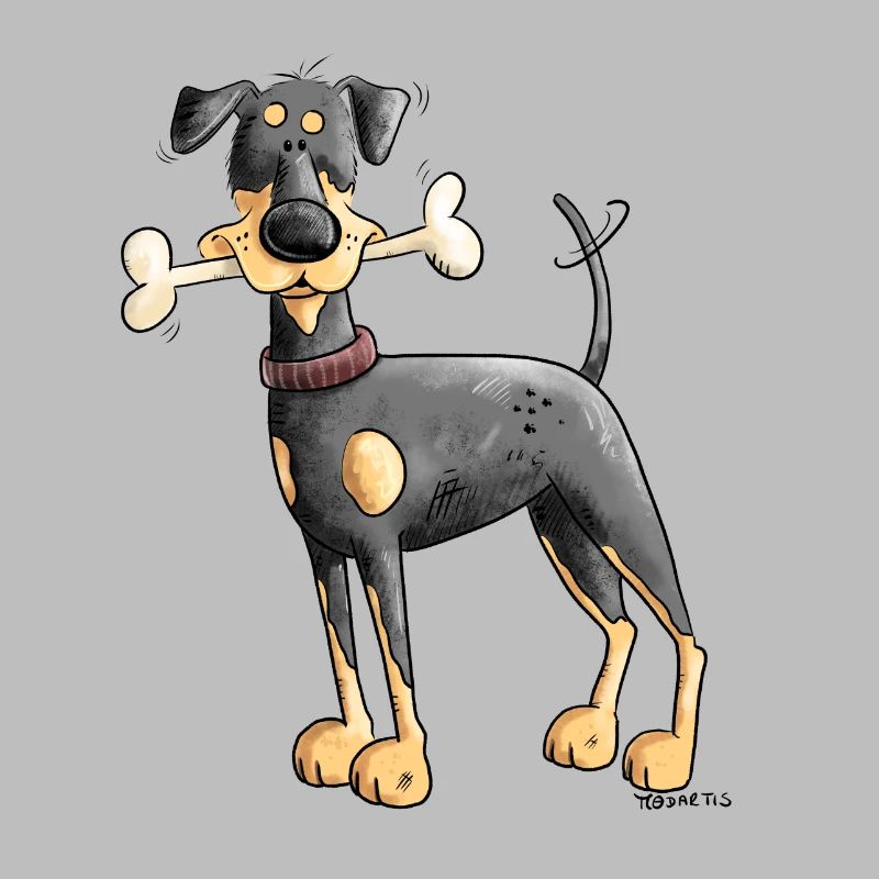 Dobermann Oder Pinscher mit Knochen