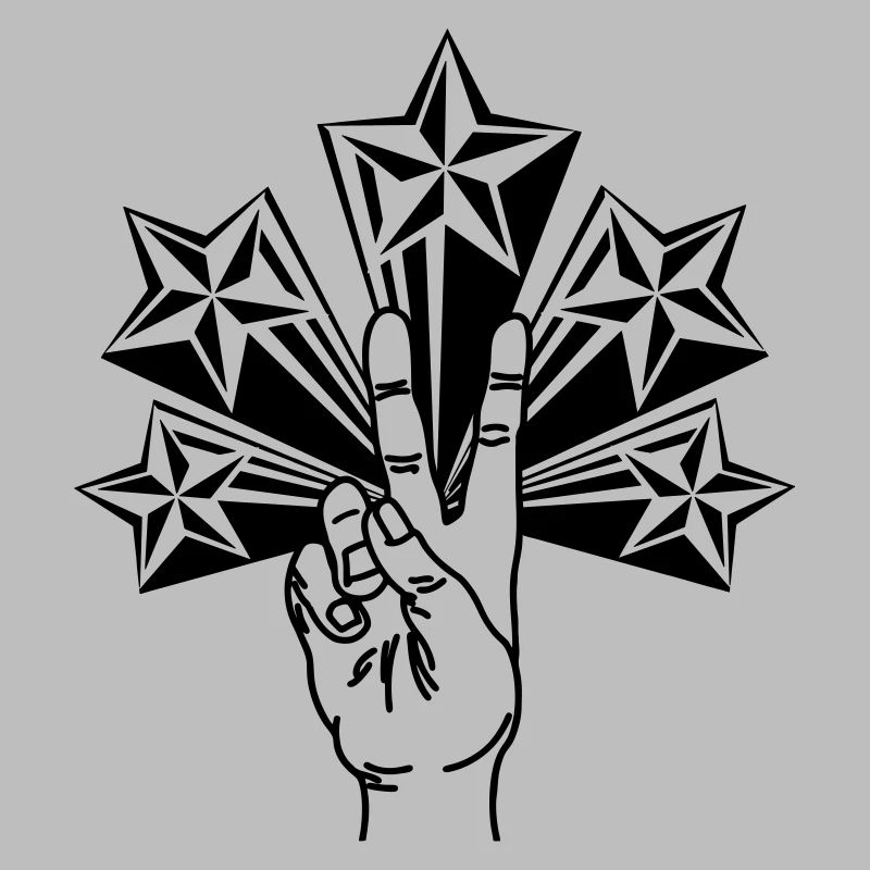 Five stars with peace sign V