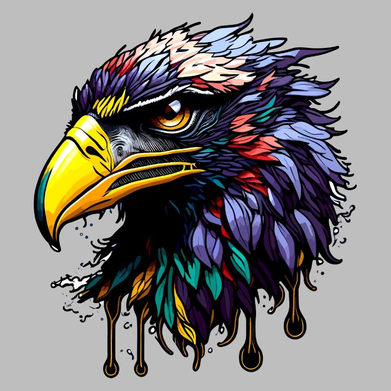 Colorful eagle with bright feathers