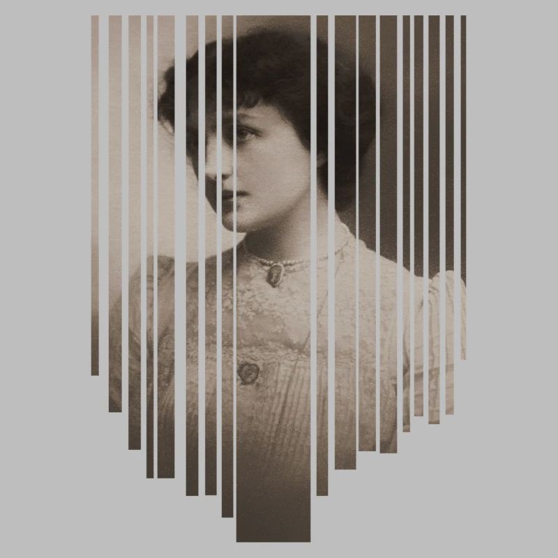 Vintage Portrait with Barcode Stripe