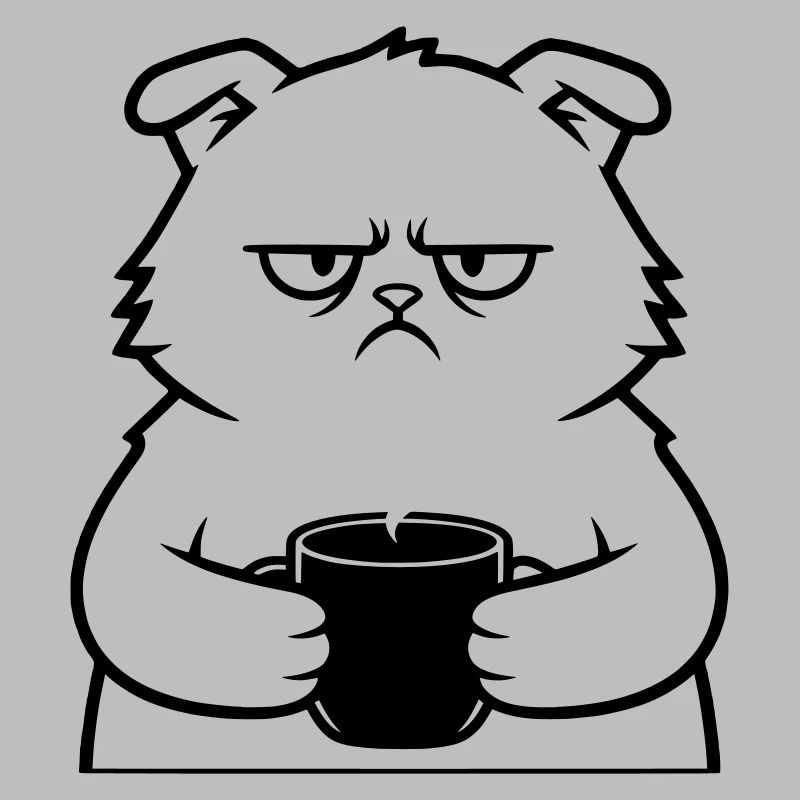 Böse Katze Kaffee Outline