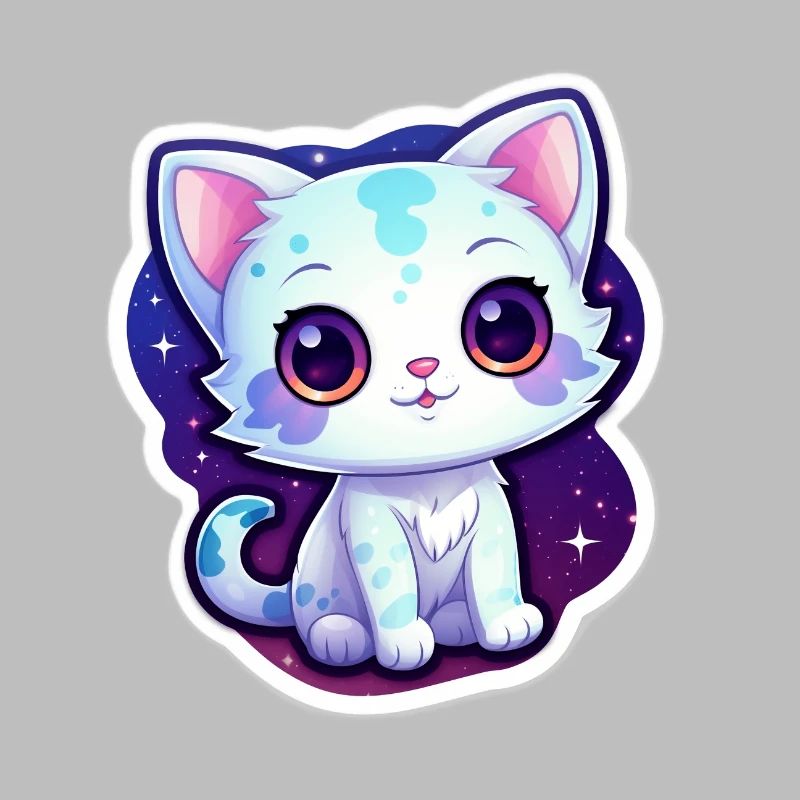 Mignon chat de dessin animé flottant dans l’espace