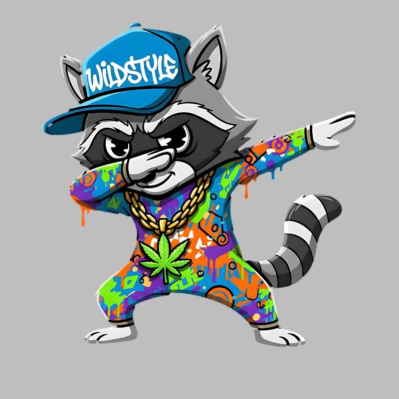 Wildstyle Dabbing Waschbär  Buntes Graffiti Design