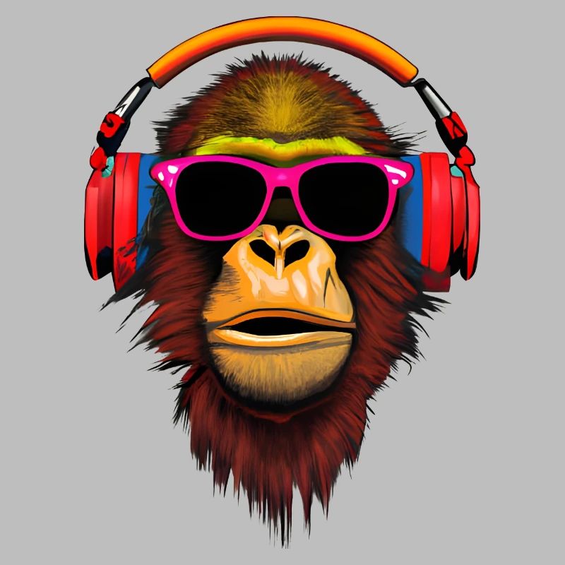 Singe réfrigéré avec écouteurs et bri soleil