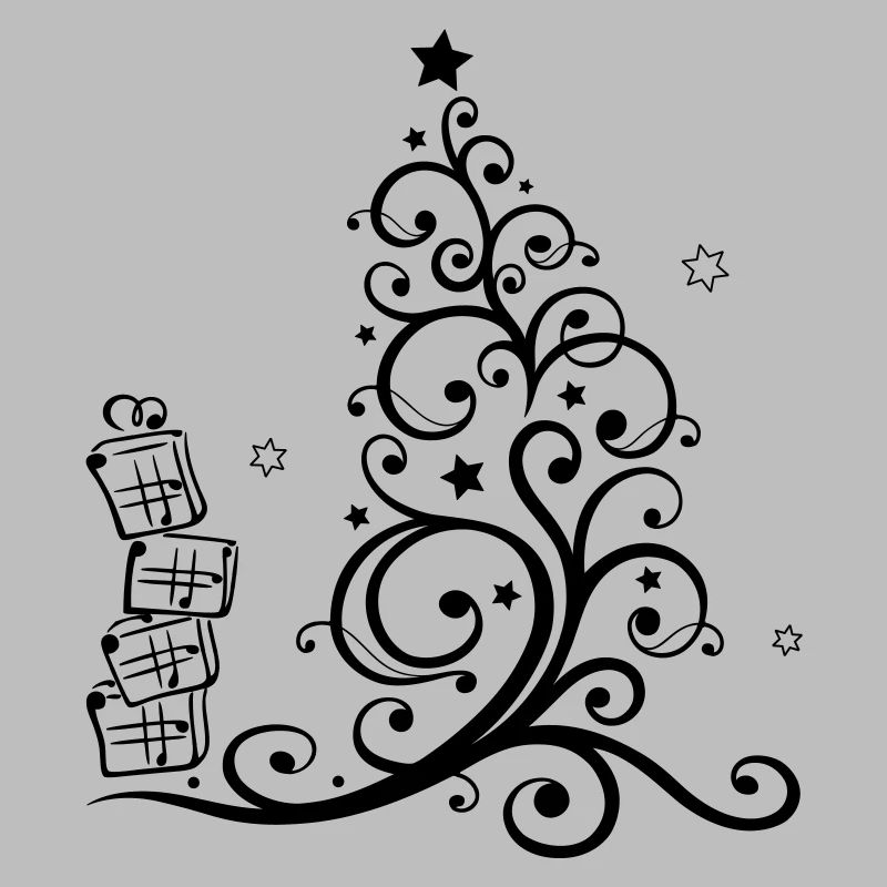 Weihnachtsbaum mit Geschenken und Sternen