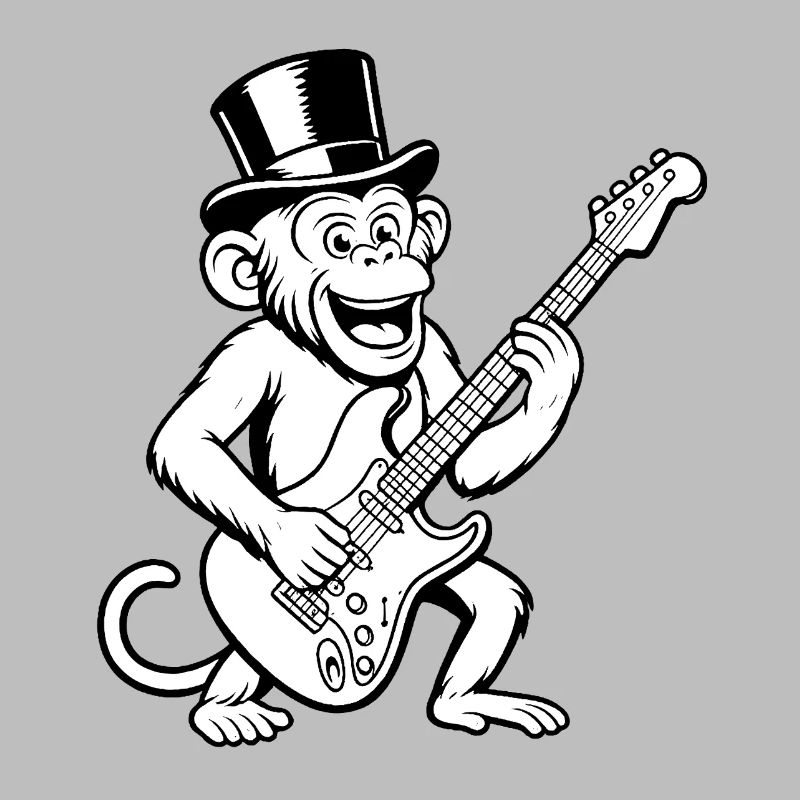 Cool Affe mit E-Gitarre im Retro Stil