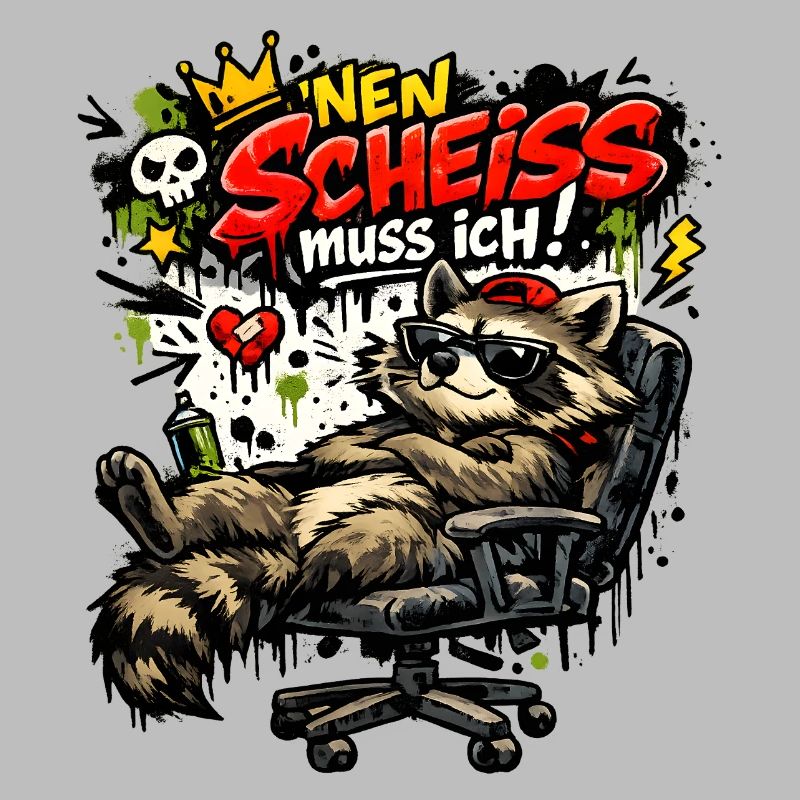 Lustiger Waschbär Spruch Nen Scheiss muss ich