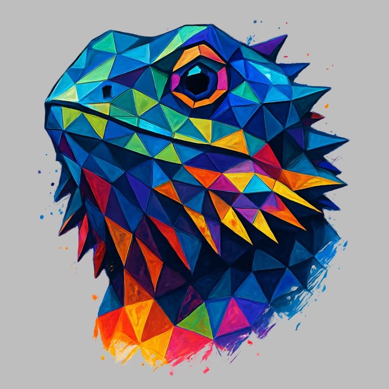 Bartagame Geometrischer Stil Low Poly Blau